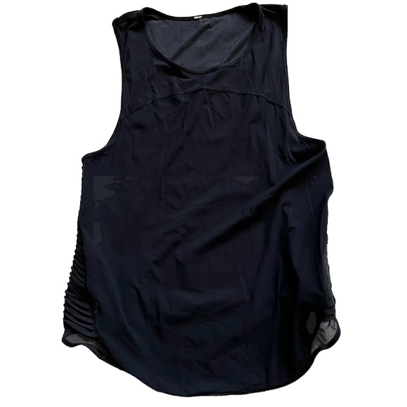 LULULEMON BLACK TANK WITH RUCHED SIDE DETAILING ACTIVE WORKOUT TRAIN TRENDY - Picture 2 of 4